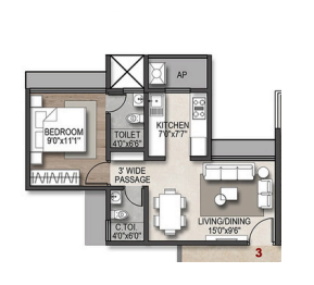 Vastu Imperia Kharghar 1BHK Plan